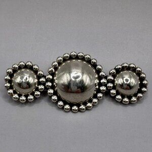 Native American Rising Sun Brooch Signed RRL W Yellowhorse Sterling Silver Large